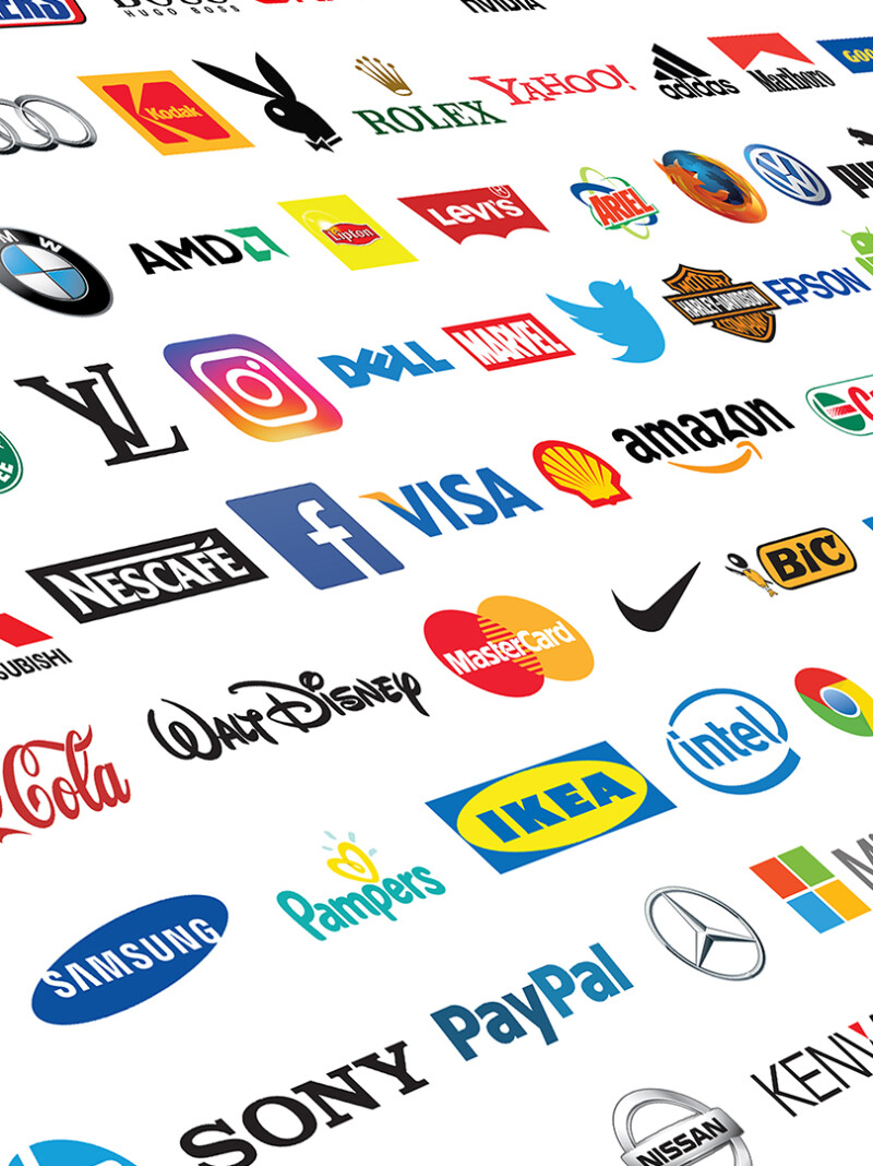 Logo design sketches in notebook